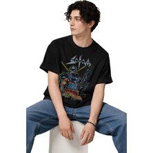 Fuddy Moda Unisex Sodom Baskılı Bisiklet Yaka Tişört, Oversize Rock Band Temalı Tshirt