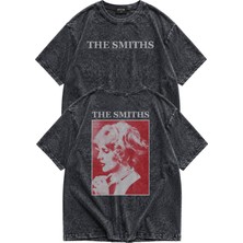 Fuddy Moda Unisex The Smiths Sırt Baskılı Yıkamalı Tişört, Oversize Rock Band Temalı Vintage Tshirt