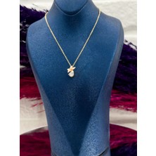 Livora Jewelry 925 Ayar Gümüş Zirkon Taşlı Tektaş Çiçek Mineli Zarif Kadın Kolye