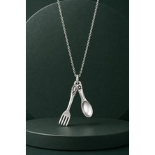 Silvari Silver Kaşık Çatal Gastronomi Konseptli Tasarım Unisex 925 Ayar Gümüş Kolye