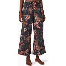 Desmond & Dempsey Soleia Kadın Lüks Pamuklu Pijama Pantolonu Renkli Leopar ve Tropikal Desen