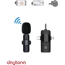 Empressco K9 Wireless 3ın1 Kablosuz Type-C - Lightning -3,5mm Jak Tekli Yaka Mikrofonu K9-C1