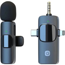 Empressco Maf Kablosuz Yaka Mikrofonu iPhone 3.5mm Aux iPhone Type-C Pc Tablet Video Kayıt Vlog USB C ve Amfi