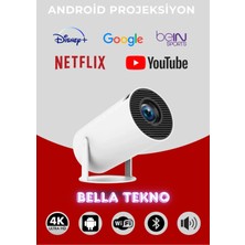 Empressco Android Wifi Projektör | Dahili Hoparlörlü, Taşınabilir Akıllı Mini Projeksiyon Cihazı (Beyaz)
