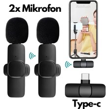 Empressco By Sabron Kablosuz Yaka Mikrofonu Type-C 2 Adet Mini Mikrofon Youtube/tiktok/reels/podcast