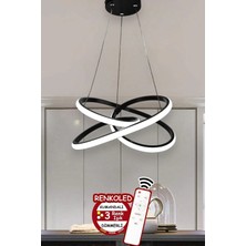 Empressco Kumandalı 3 Renk Işıklı Modern Sarkıt LED Avize Siyah Kasa Salon,oda ,mutfak ,hol Efsane