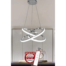 Empressco Kumandalı 3 Renk Işıklı Modern Sarkıt LED Avize Krom Kasa Salon,oda ,mutfak ,hol Efsane