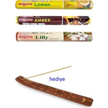 İlk El Grup 3 Paket 20 Çubuklu Tütsü Limon - Amber - Lilly - Kayık Hediyeli