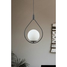 Empressco Deco Özel Tasarım Antre Hol Salon - Mutfak - Cafe Siyah Renk Beyaz Camlı Tekli Avize