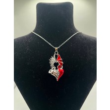 AG23 Tasarım Kırık Kalpli Yarasa Detaylı Gotik Gothic Kolye