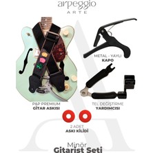 Empressco Minör Gitarist Seti – Penalı Gitar Omuz Askısı, Kapo, Tel Değiştirme Yardımcısı, Askı Kilidi