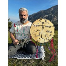 Empressco Şaman Davulu,geleneksel MOTIF,37CM,KAM Davulu,drum,shaman Drum