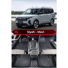 Ford E-Tourneo Courier Siyah Üzeri Mavi Dikiş 8d Diamond Premium Havuzlu Deri Oto Paspas