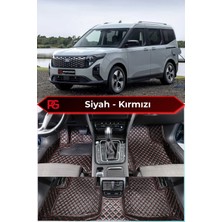 Ford E-Tourneo Courier Siyah Üzeri Kırmızı Dikiş 8d Diamond Premium Kaymaz Deri Oto Paspas