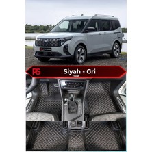 Ford E-Tourneo Courier Siyah Üzeri Gri Dikiş 8d Diamond Premium Kaymaz Deri Oto Paspas