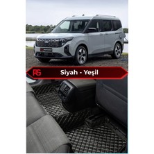 Ford E-Tourneo Courier Siyah Üzeri Yeşil Dikiş 8d Diamond Premium Tam Kaplama Deri Oto Paspas