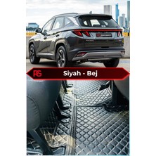 Hyundai Tucson Hibrit Siyah Üzeri Bej Dikiş 8d Diamond Premium Kaymaz Deri Oto Paspas