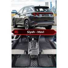 Hyundai Tucson Hibrit Siyah Üzeri Mavi Dikiş 8d Diamond Premium Havuzlu Deri Oto Paspas