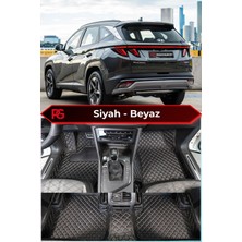 Hyundai Tucson Hibrit Siyah Üzeri Beyaz Dikiş 8d Diamond Premium Havuzlu Deri Oto Paspas