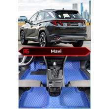Hyundai Tucson Hibrit Özel Mavi Renk 8d Diamond Premium Kaymaz Deri Oto Paspas