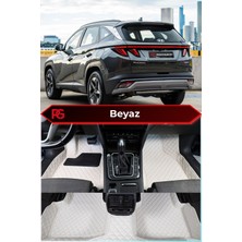 Hyundai Tucson Hibrit Beyaz Renk 8d Diamond Premium Kaymaz Deri Oto Paspas