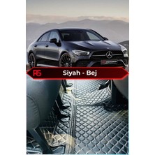 Mercedes-Benz Cla Siyah Üzeri Bej Dikiş 8d Diamond Premium Kaymaz Deri Oto Paspas