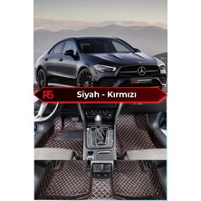 Mercedes-Benz Cla Siyah Üzeri Kırmızı Dikiş 8d Diamond Premium Kaymaz Deri Oto Paspas