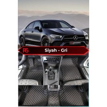 Mercedes-Benz Cla Siyah Üzeri Gri Dikiş 8d Diamond Premium Kaymaz Deri Oto Paspas