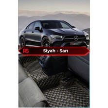 Mercedes-Benz Cla Siyah Üzeri Sarı Dikiş 8d Diamond Premium Havuzlu Deri Oto Paspas