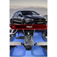 Mercedes-Benz Cla Özel Mavi Renk 8d Diamond Premium Kaymaz Deri Oto Paspas