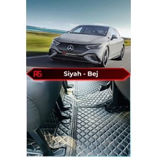 Mercedes-Benz Eqe Siyah Üzeri Bej Dikiş 8d Diamond Premium Kaymaz Deri Oto Paspas