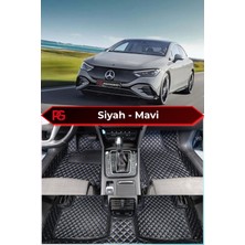 Mercedes-Benz Eqe Siyah Üzeri Mavi Dikiş 8d Diamond Premium Havuzlu Deri Oto Paspas