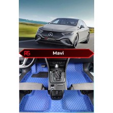 Mercedes-Benz Eqe Özel Mavi Renk 8d Diamond Premium Kaymaz Deri Oto Paspas