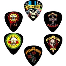 Empressco Gitar Pena 6 Adet 0.71MM Guns N' Roses Baskılı Özel Tasarım Çift Taraf Baskılı Pena