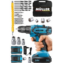 Müller Germany X-Torq Çift Metal Şanzıman Çift Akülü Vidalama Matkap 27 Parça Set