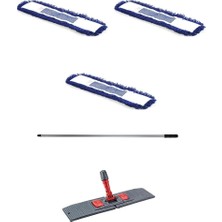 Empressco Orlon Mavi Statik Toz Mop Takımı Seti - 80 Cm. - 3 Adet Mop + Mop Tutucu + Sap - 1 Takım