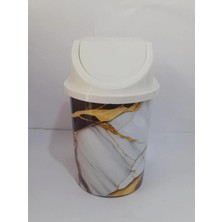 Empressco 24X13 cm Ebatınta 3lt Klick Kapaklı Karışık Mermer Desenli Desenli Lüks Şık Çöp Kovası