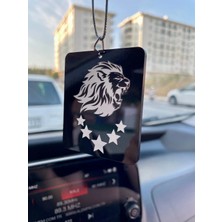 Empressco Siyah Pleksi Aslan Başı 5 Yıldız Araba Süsü Dikiz Aynası Süsü Araba Süsü - Çift Taraflı