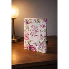 Empressco Pink Flowers Journal Kilitli Defter Hatıra Anı Defteri Günlük