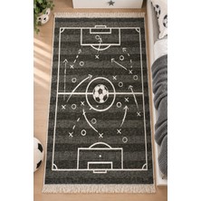 Lorvian Noletti Çocuk Odası Kilimi Pamuklu Futbol Sahası Desenli Makinede Yıkanabilir Uygun Kilim EVM26829A