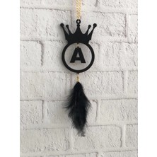 Empressco Mdf (Ahşap) Araba Ayna Süsü ''a'' Harf 8cm En 12 cm Boy 8-10 cm Tüy Uzunluğu