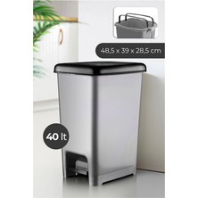 Empressco 40 Lt Slim Pedallı Plastik Çöp Kovası Gri