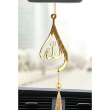 Empressco Su Damlası Allah Yazılı Araba Süsü Pleksi Dikiz Aynası Süsü Gold Renk
