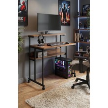 Dehalimited Frenli Tekerlekli Çalışma Masası Bilgisayar Oyuncu Masası Monitör Raflı Laptop Öğrenci Ders Masası 85X50