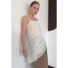 Very Moda Asimetrik Dantel Askılı Bluz | D2935