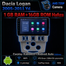 SBAID Dacia Logan 2005-2011 Yıl Uyumlu 1GB Ram 16GB Rom Hafıza Android Kablosuz Carplay Navigasyon Multimedya 9 Inç Ekran Hediye Görüş Kamerası Hediye Çerçevesi 1+16