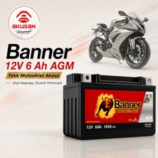 Banner 12 V 6 Ah Yatık Motor Aküsü BTX7A-BS - YTX7A-BS
