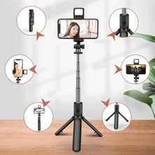 Empressco Selfie Çubuğu Uzaktan Kumandalı Taşınabilir Şarjlı Işıklı Uzayan Teleskopik Portatif Taşınabilir