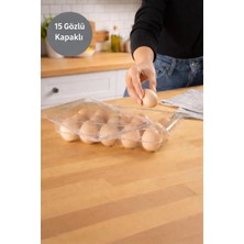 Empressco 15 Bölmeli Kapaklı Yumurta Saklama Kabı Buzdolabı Organizer