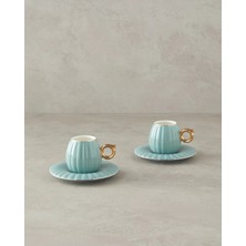Empressco Polka New Bone China Kahve Fincan Takımı 4 Parça 2 Kişilik Mint